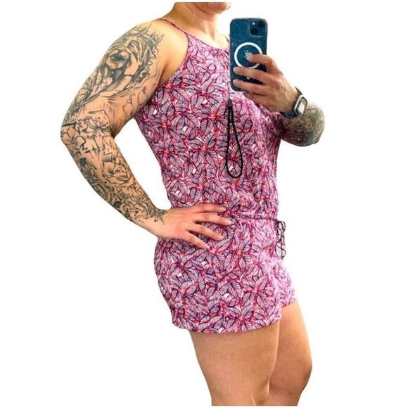 GAP Pink and Purple Spaghetti Strap Romper Shorts Size Medium Women’s - Picture 13 of 13